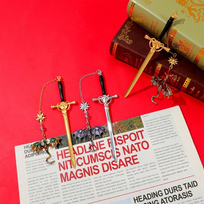 2 Pcs Dragon Swords Bookmarks Metal Page Markers Fantasy Bookmarks Stylish Reading Bookmarks Creative Bookmarks for Boy