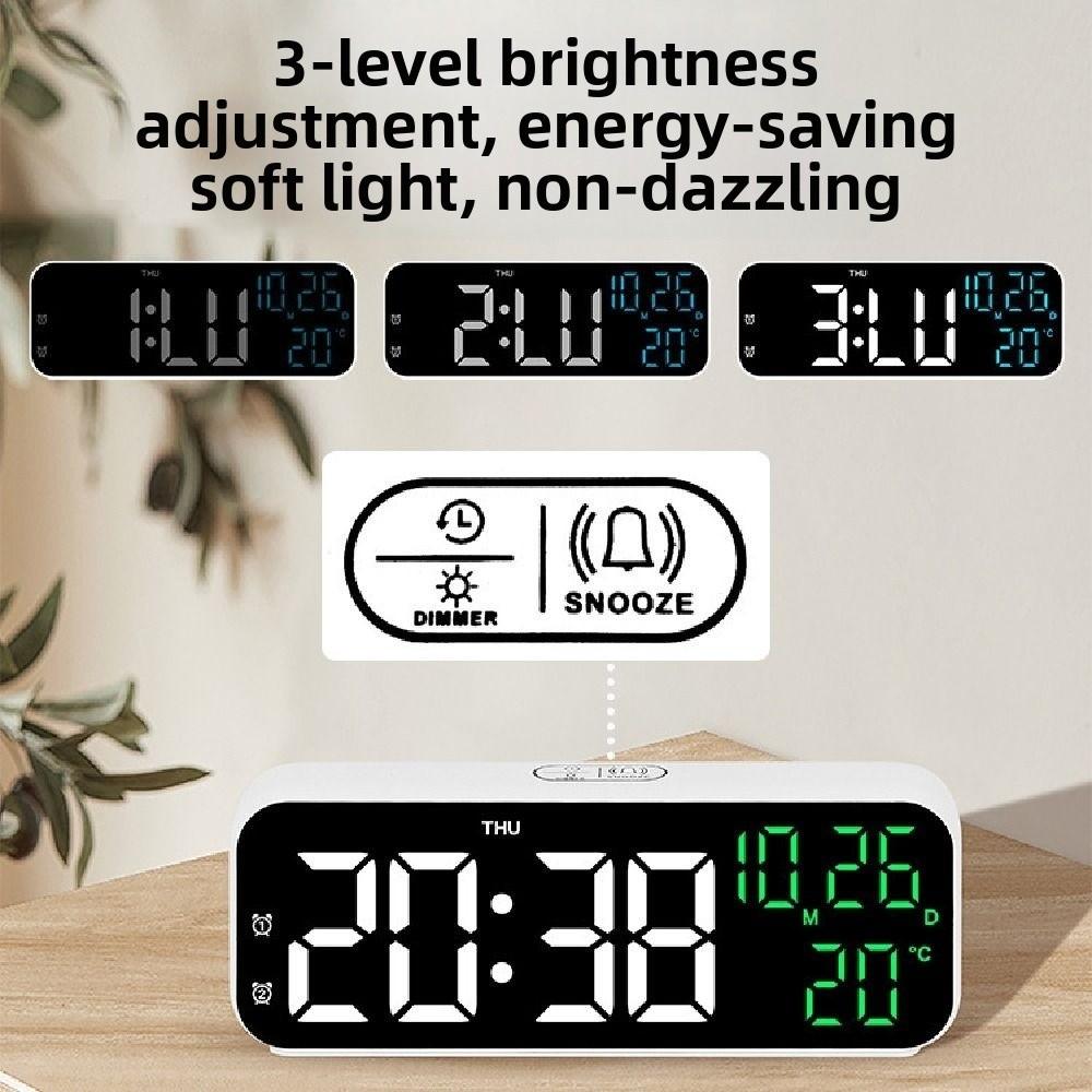 Brightness Adjustment Large Digital Clock Voice Control Alarm Clock  for Living Room