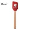 Decorative Holiday Baking Utensils Silicone Spatula with Wooden Handle, Christmas Tree/Snowman/Santa Claus/Elk Pattern for Decor, Heat Resistant