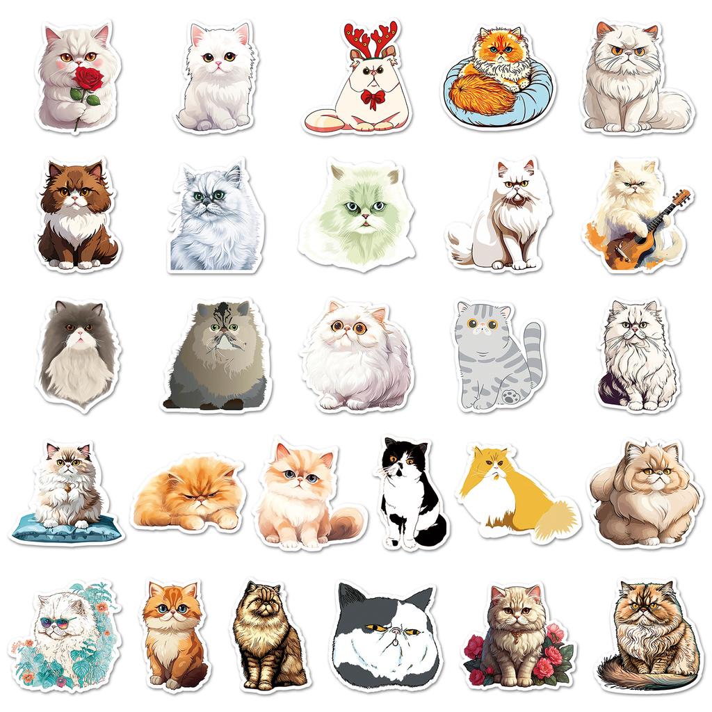 52 Persian cat graffiti stickers personalized cartoon cute cat decorative water cup mobile phone luggage sticker