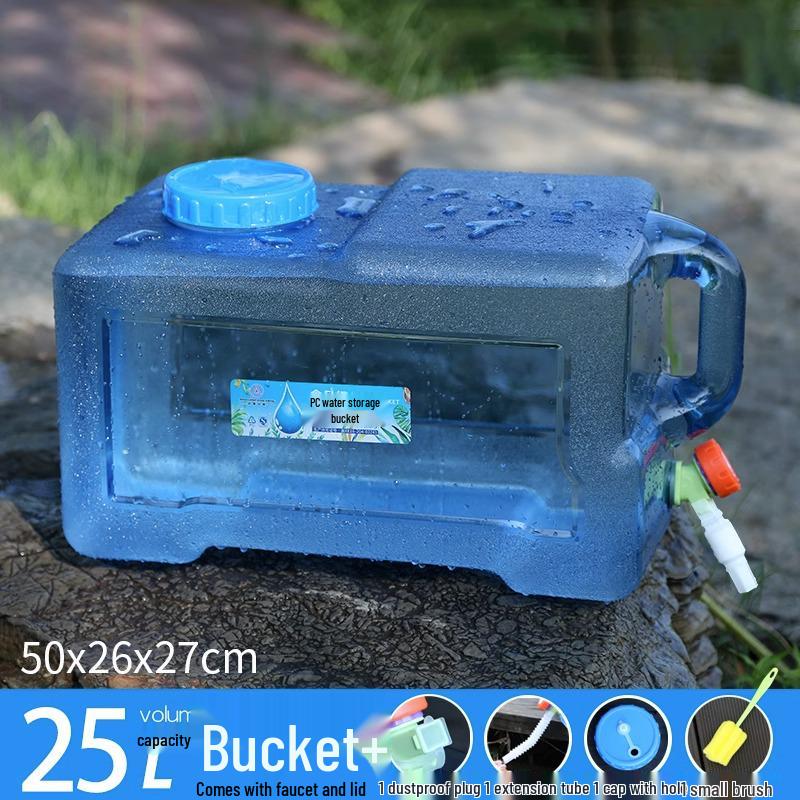 Portable Self-Driving Water Storage Bucket with Faucet - Food-Grade PC Plastic for Outdoor and Car Use