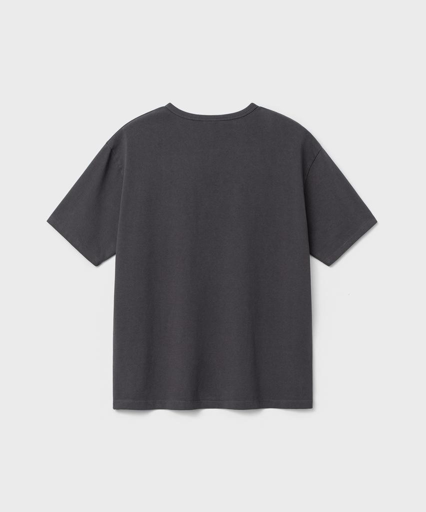 Bellie Variant Henley Neck T-Shirt - Washed Charcoal