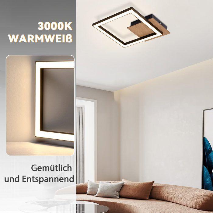 Plafonnier LED Carré en Bois Noir NETTLIFE - 1 Cadre Blanc Chaud 3000 K, Design Moderne pour Salon Chambre Salle à manger Cuisine