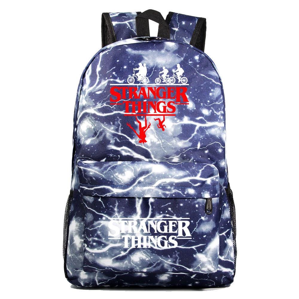 A102 Stranger Things Oxford-Stoffrucksack in Bonbonfarben, wasserdicht und strapazierfähig, ideal für Teenager und Reisende, mit Charaktermotiven)