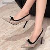 Rhinestone Mesh Pumps for Women Pointed Toe Stiletto Heels with Cute Bow Detail Slip-on Party Dress Shoes Women's Elegant Shoes