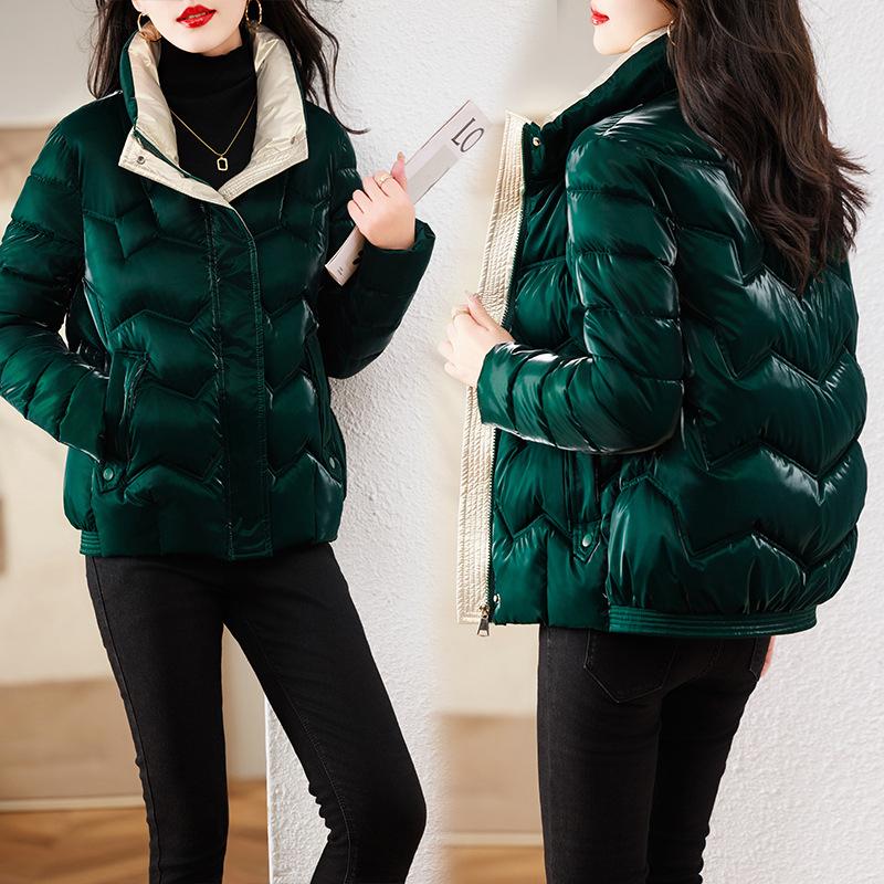 2025 Bread Suit Women's Short Cotton Jacket Winter New Pearlescent Glossy Cotton Jacket Fashion Korean Version Loose Thickened Padded Jacket