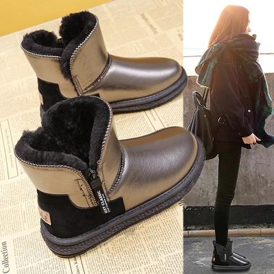 Bodenstiefel Damen Winter 2025 neue Samt verdickte Baumwollschuhe wasserdichte kurze Stiefel Damen ausländische Baumwollstiefel