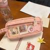 Pencil Case Star Design Extra Large Capacity Zipper Closure Pencil Pouch with DIY Storage Transparent Window School Supplies
