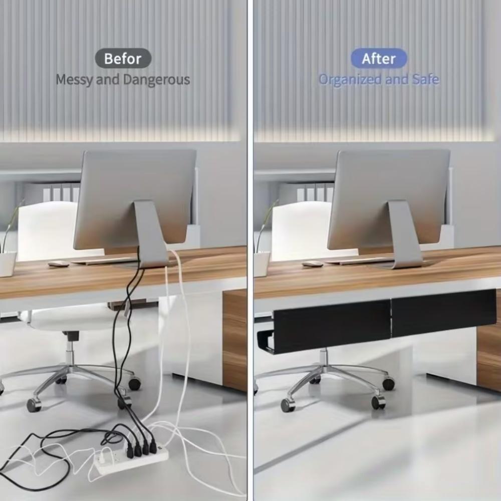 1PC Desktop Undertable Cable Rack Anti-extrusion Floor Cord Cover Self-Adhesive Durable Extension Wiring Duct Cable Protector