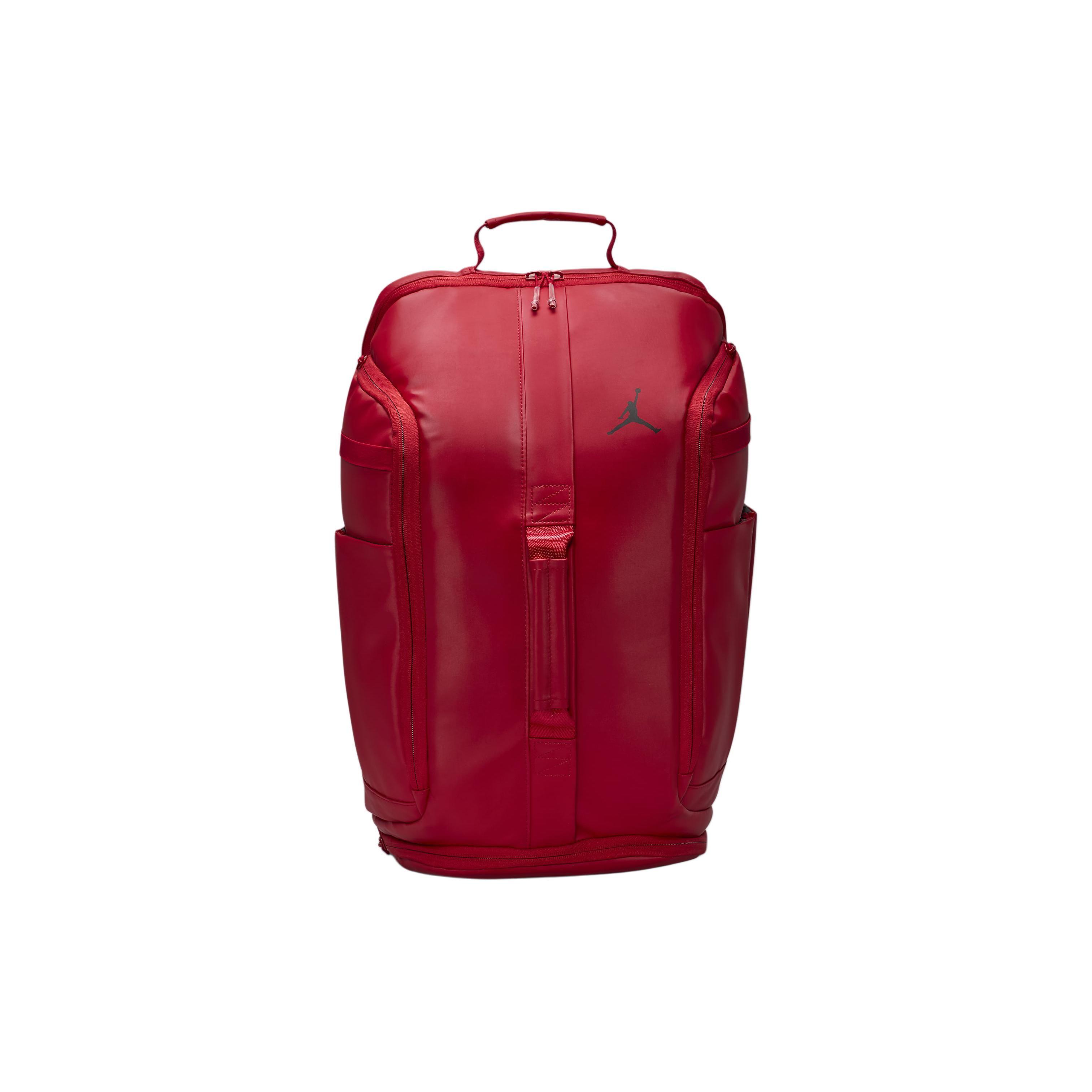 Jordan Solid Color Brand Pattern Letter Print Multi-Pocket Zipper Closure PU Backpack Unisex Backpack Red 9A0007R78 Red