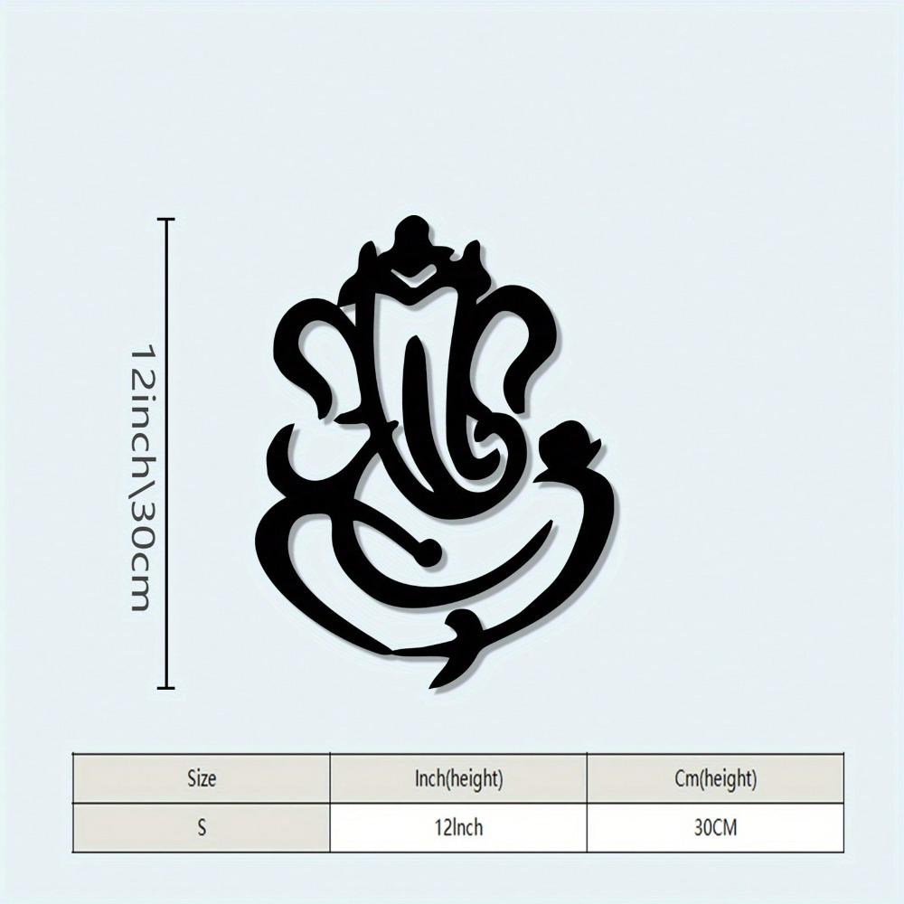 Ganesha Wall Decor Black Metal Wall Art Religious Home Office Meditation Decor