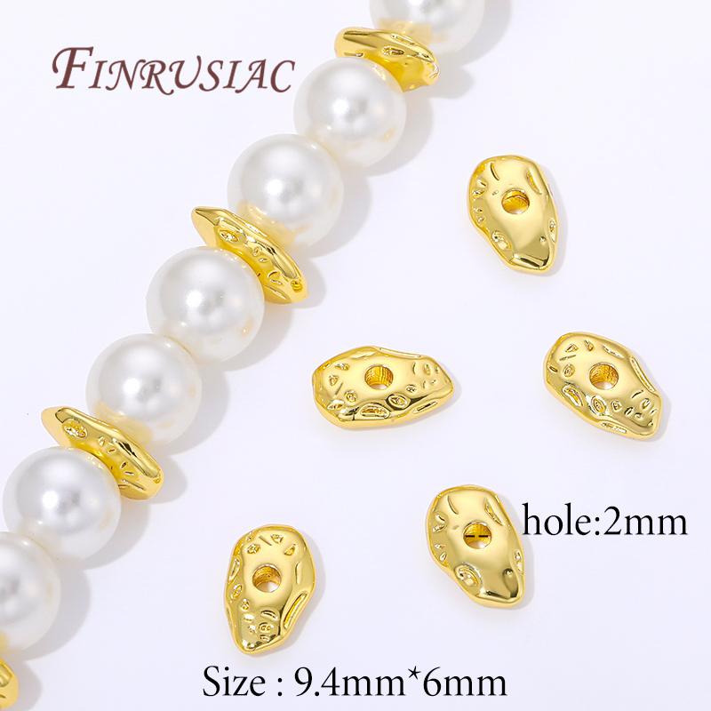 

9.4x6mm 18K Gold Plated Irregular Spacer Beads For Jewelry,Metal Separator Beads DIY Bracelets&Necklaces Making Accessories 5 pieces