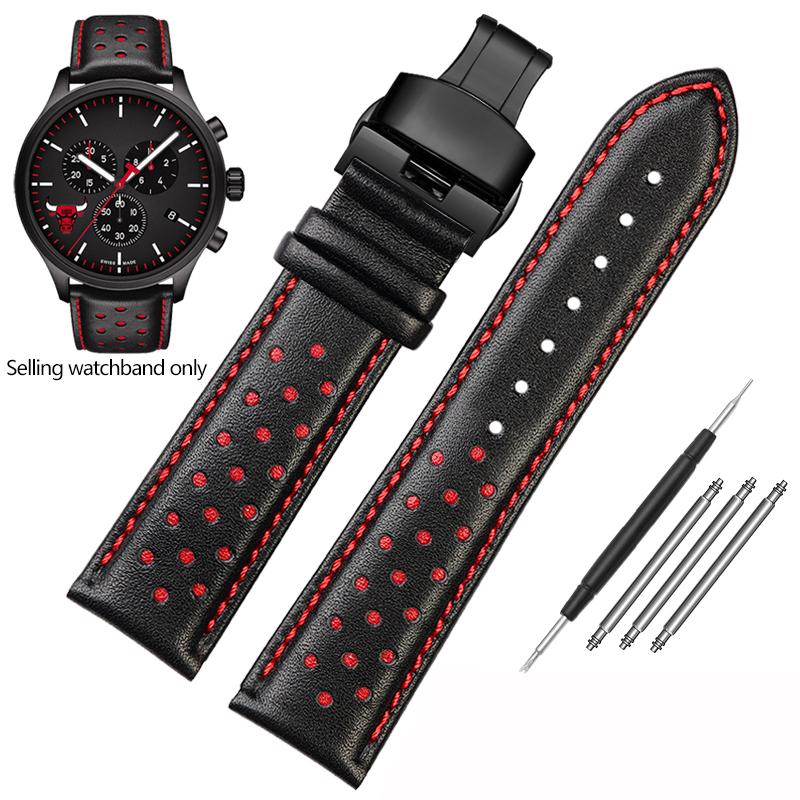 New Genuine Leather Watchband for Tissot 1853 Special T116 Strap T116617 Warriors Knights Lakers Band Heuer Men's 22mm Bracelet