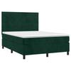 Box Spring Bed with Mattress & LED Dark Green 140 X 200 Cm Velvet