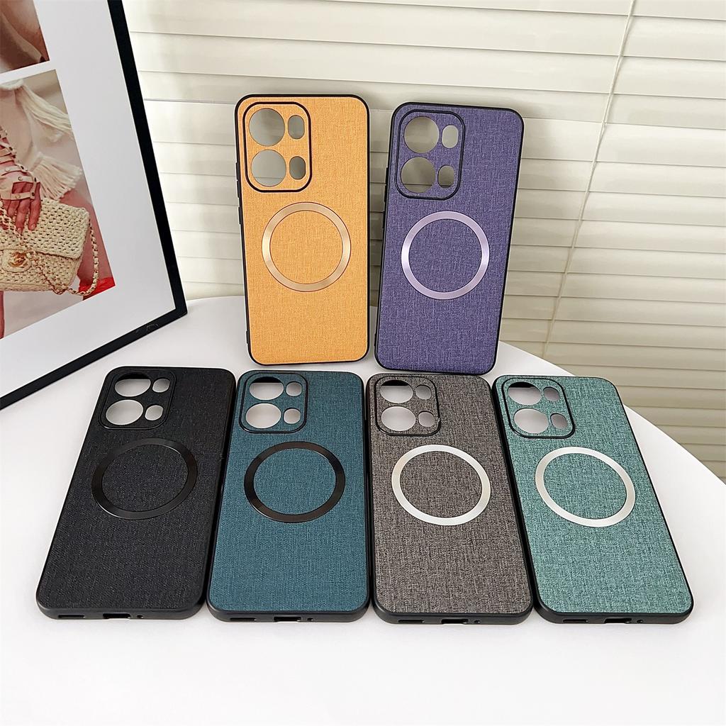 For Oppo Reno13 Pro 5G Case Drop-Proof TPU+Cloth Back Phone Cover Compatible with MagSafe