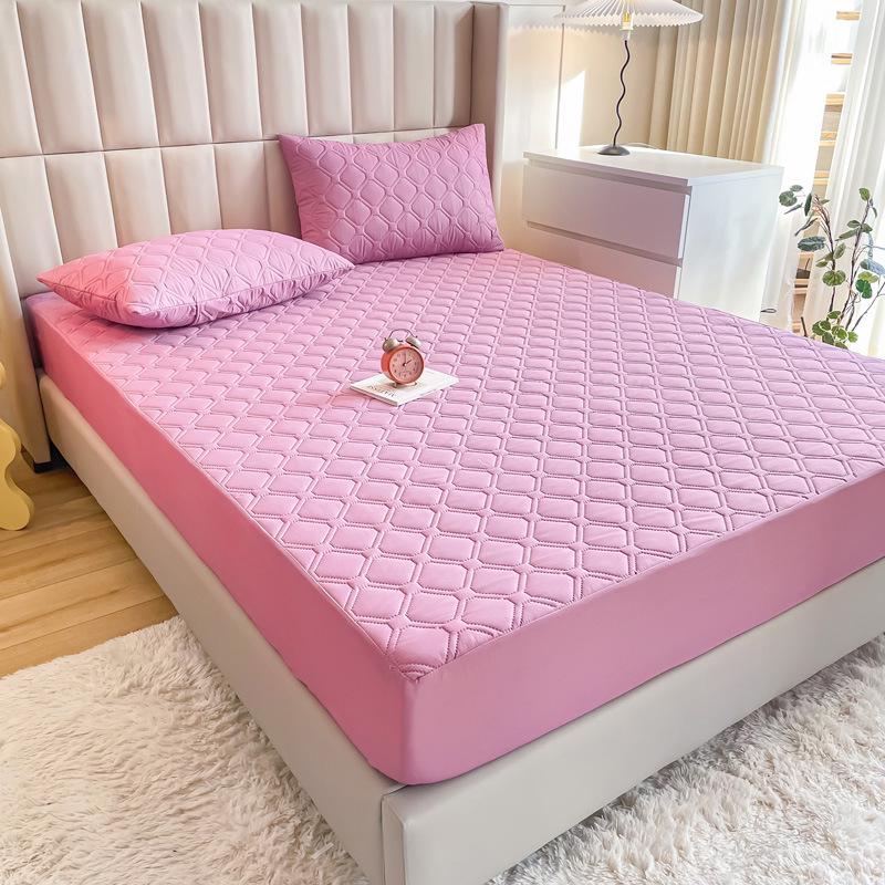 Solid Color Quilted Waterproof Bed Sheet - Thick Brushed Simmons Protective Cover for Home Use