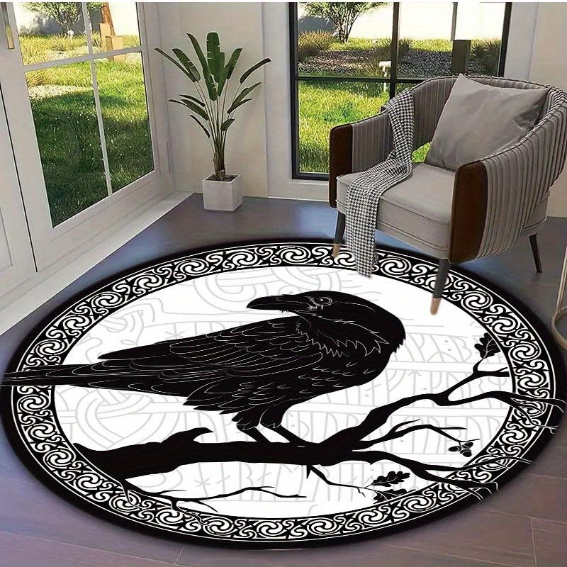 800 Grams Per Square Meter Crystal Velvet Home Decor Viking Gothic Raven Rug,Soft Floor Mat for Living Room,Bedroom,Gaming,Protective Mat Fo