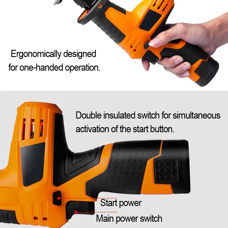 Reciprocating Saw 12V 0-2200SPM Stepless Control 2200mAh Rechargeable Battery