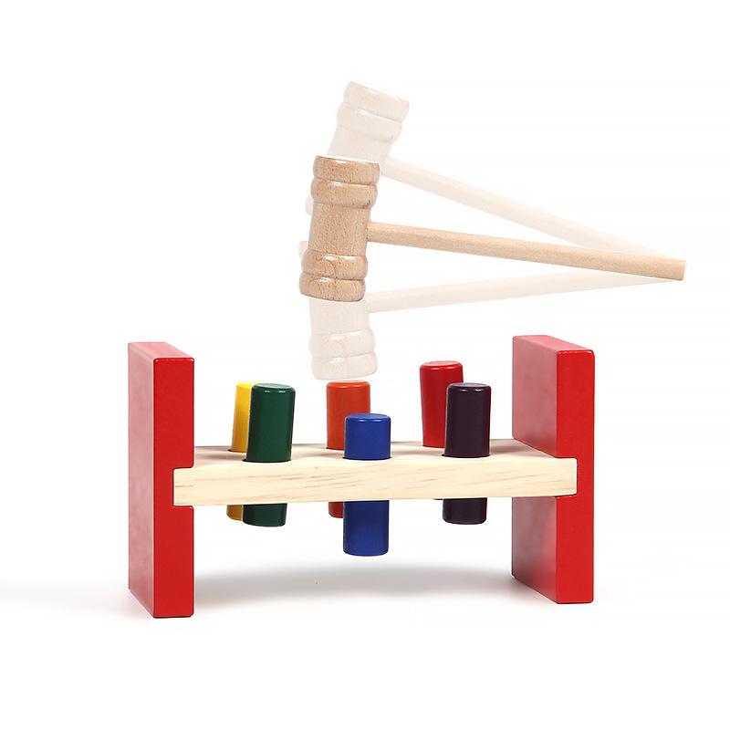 Montessori Wooden Hammer Toy Children Fine Motor Training Sensory Game Color Cognition Set Educational Toy For Autistic Children