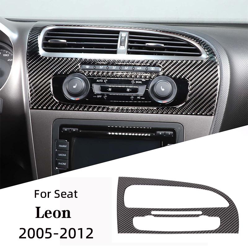 For Seat Leon 2005-2012 LHD RHD Real Carbon Fiber Car Dashboard Decoration Stickers Interior Decoration Stickers Car Accessories