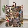 Monkey Face Collage Flannel Blanket Spring Warm Throw Blanket for Kids Adult Bedroom Fashion Bedspread Sofa Bed Cover