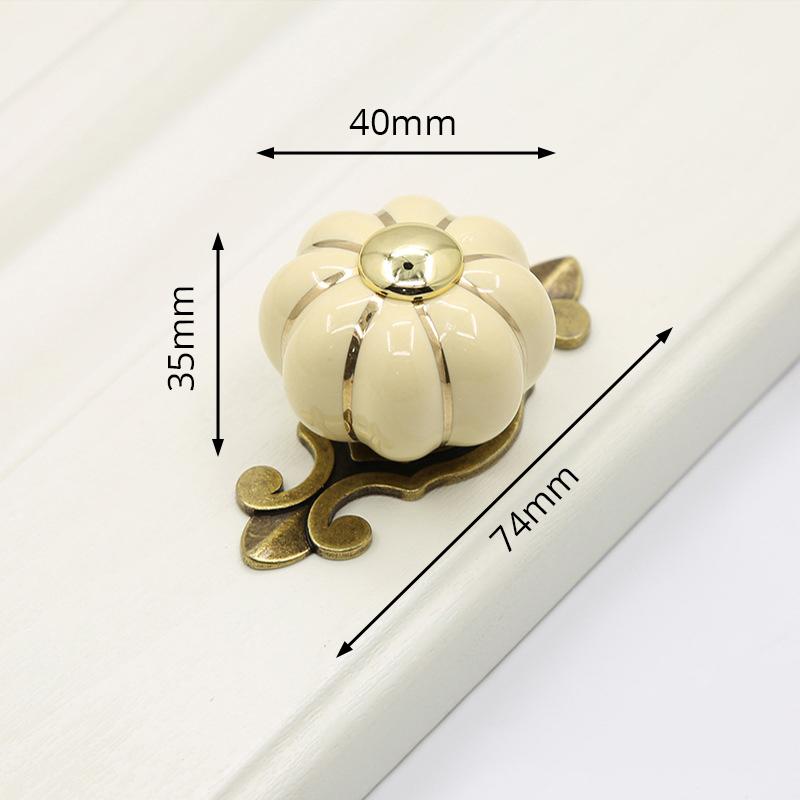 KAK Maniglia per Mobili in Ceramica da 40 mm Base Nera Manopole e Maniglie Zucca per Stanza dei Bambini Maniglia per Ante di Armadietti da Cucina Cassetti