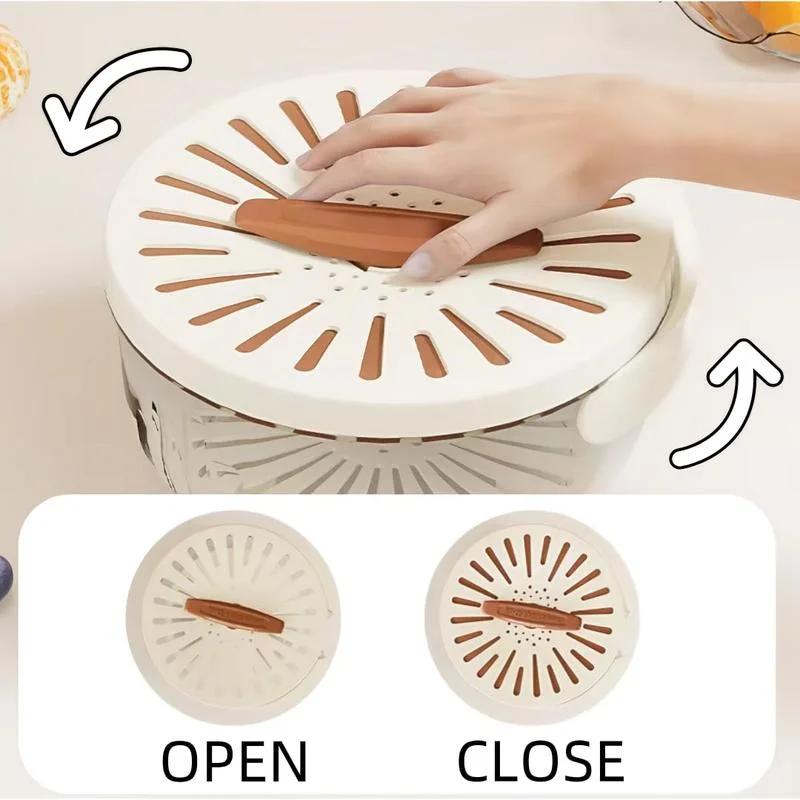 Multifunctional Drain Basket with Lid Dehydrator with Foldable Handle Fruit Crisper Drain Bowl for Kitchen and Refrigerator