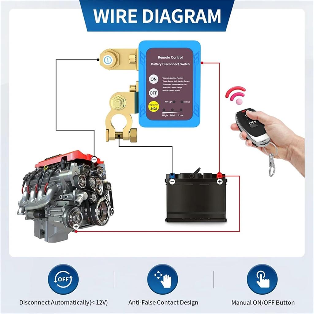 12V 240A Remote Battery Control, Automatic Power Control For Cars, Trucks, And Boats