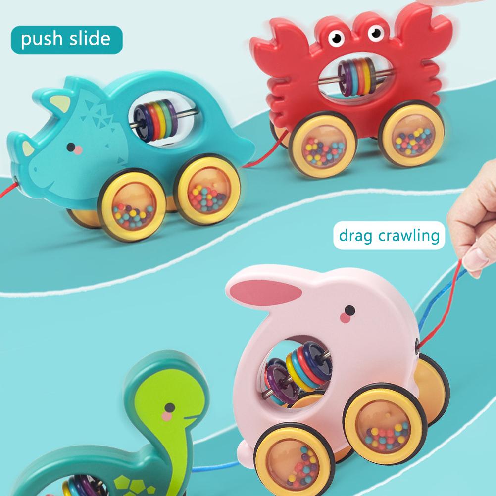 Kids Pull Along Pet Toy Cute Animal Pull Along Rolling Animal Toy Pull Toys Birthday Gift for Boys and Girls