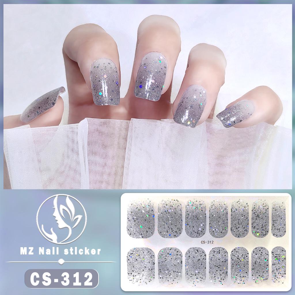 CS Waterproof No-Bake Gel Nail Polish: Full-Cover Korean-Style Multi-Color Glitter Nail Art Stickers