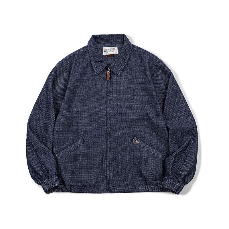 

Men s Retro Denim Boxy Coach Jacket - Loose Lapel Style for Spring/Autumn XL темно-синий