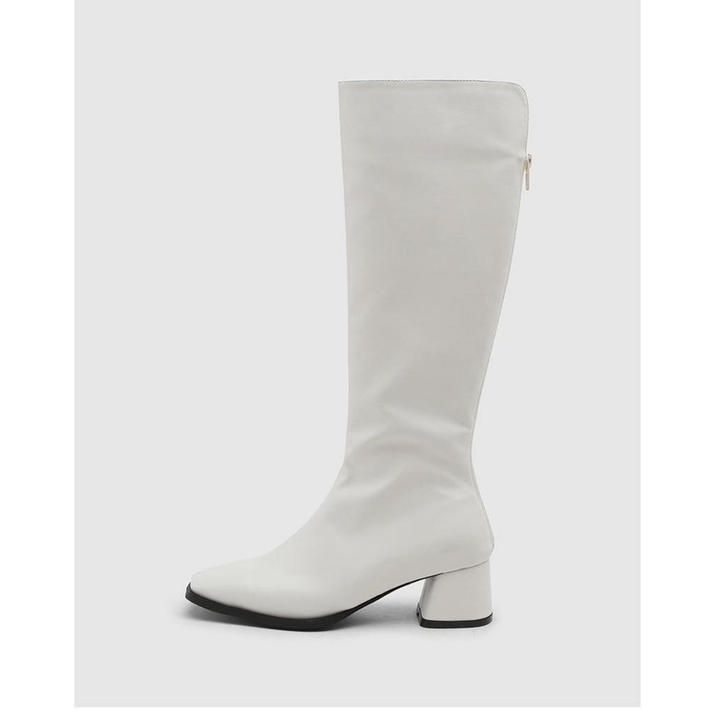 South Korea's New Rear Zipper But Knee-sized Tube Thick Medium Heel Slim Long Tube Boots