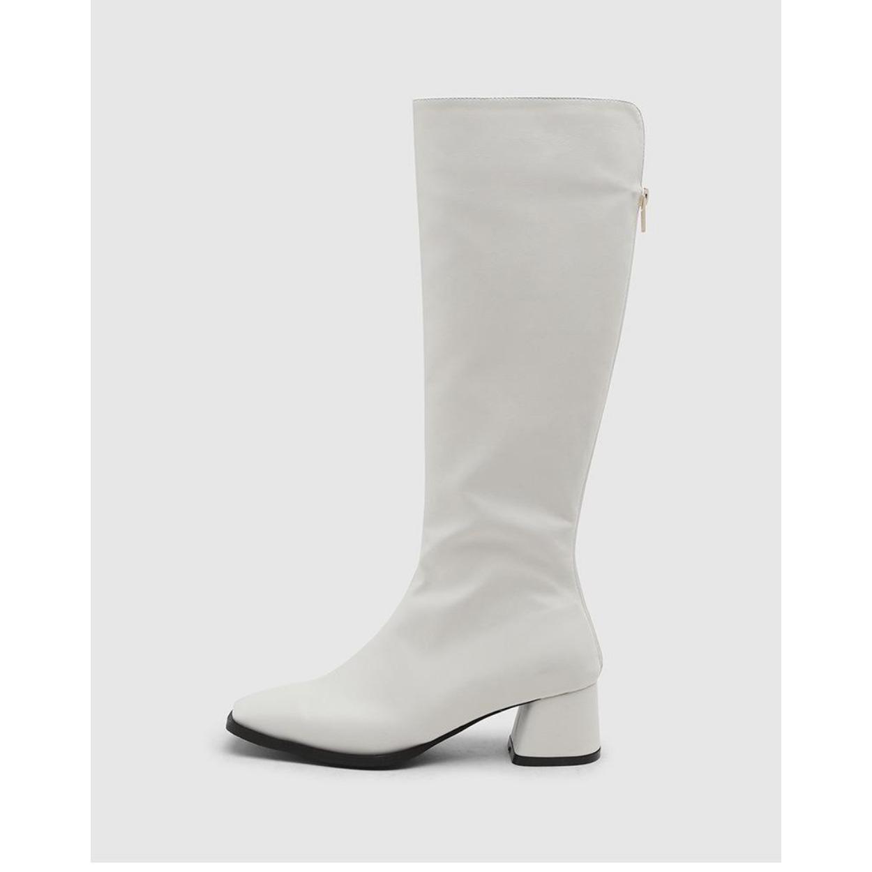

Новые сапоги-чулки до колена на толстом среднем каблуке с задней молнией 40 белый