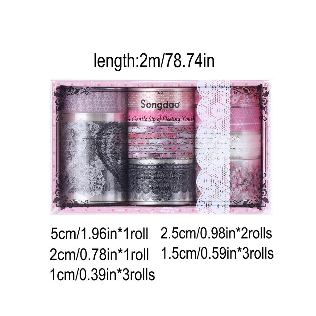 10Roll/Box Flower PET Tape Lace Masking Tape DIY Scrapbooking Sticker Journal Diary Aesthetic Stationery Campus gift