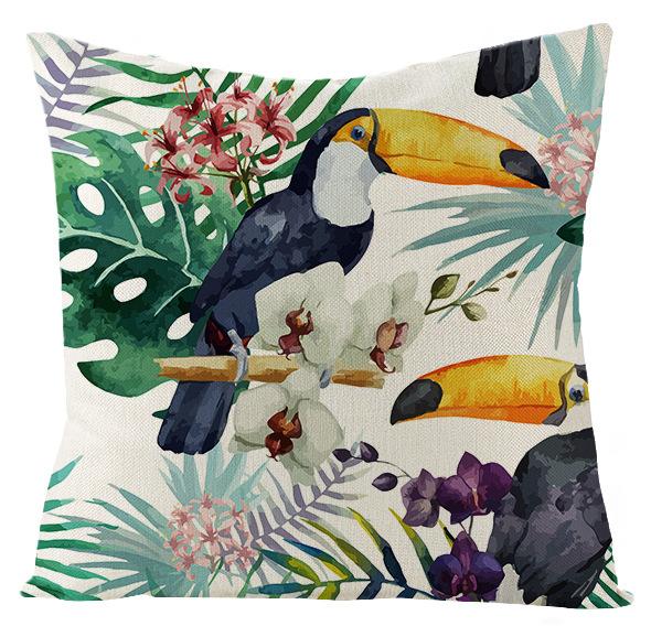 New Outdoor Waterproof Linen Pillow Case Tropical Green Leaf Cushion Cover