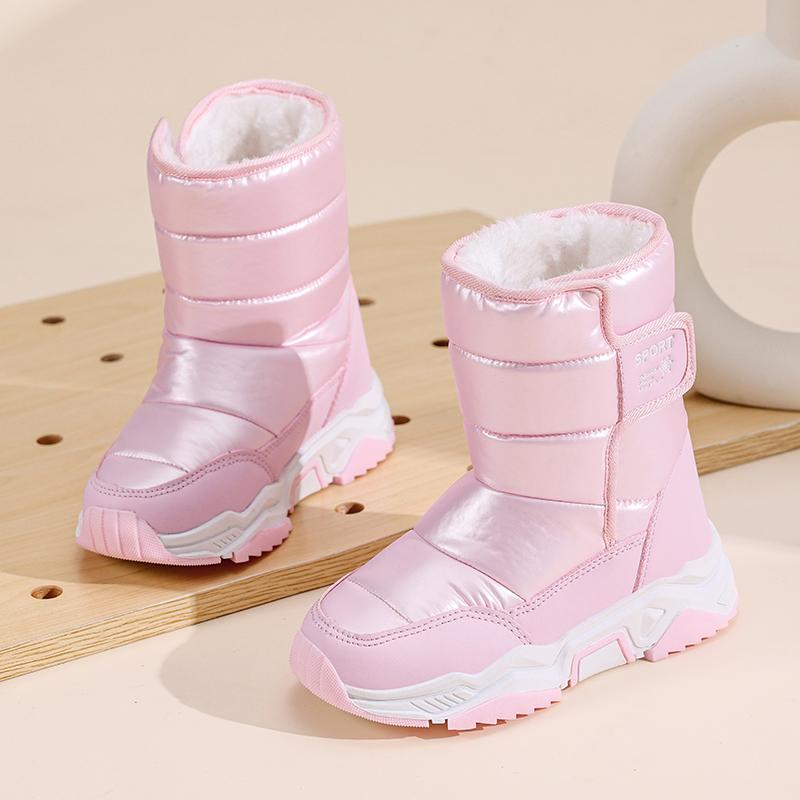 Winter Children's Fashionable Fleece Warm High Top Outdoor Cotton Boots Snow Boots Casual Cotton Shoes