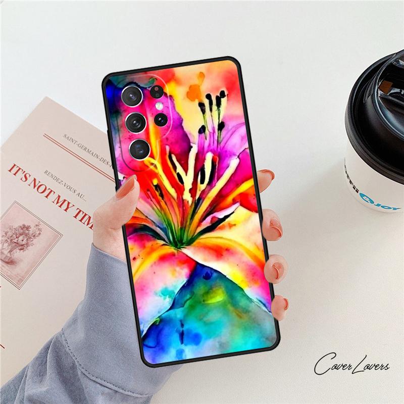 Colorful Flower Lily phone case For Samsung Galaxy S24 S25 S23 S22 Ultra Note 10 20 Plus S20 S21 FE Cover