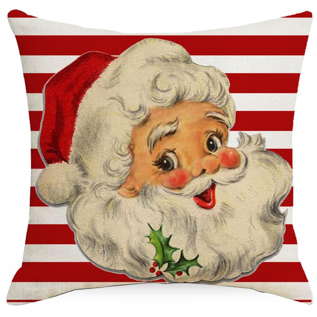 New Christmas Digital Printed Pillow Cover Santa Claus Pine Branch Garland Car Sofa Cushion Cover