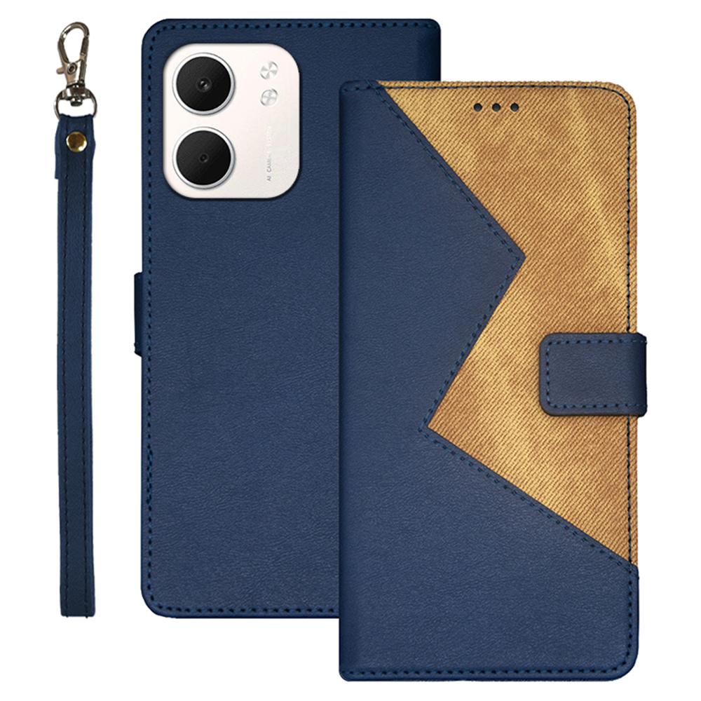 IDEWEI For Oppo A5x 4G Case Card Slots Splicing Color Leather Phone Cover with Wrist Strap