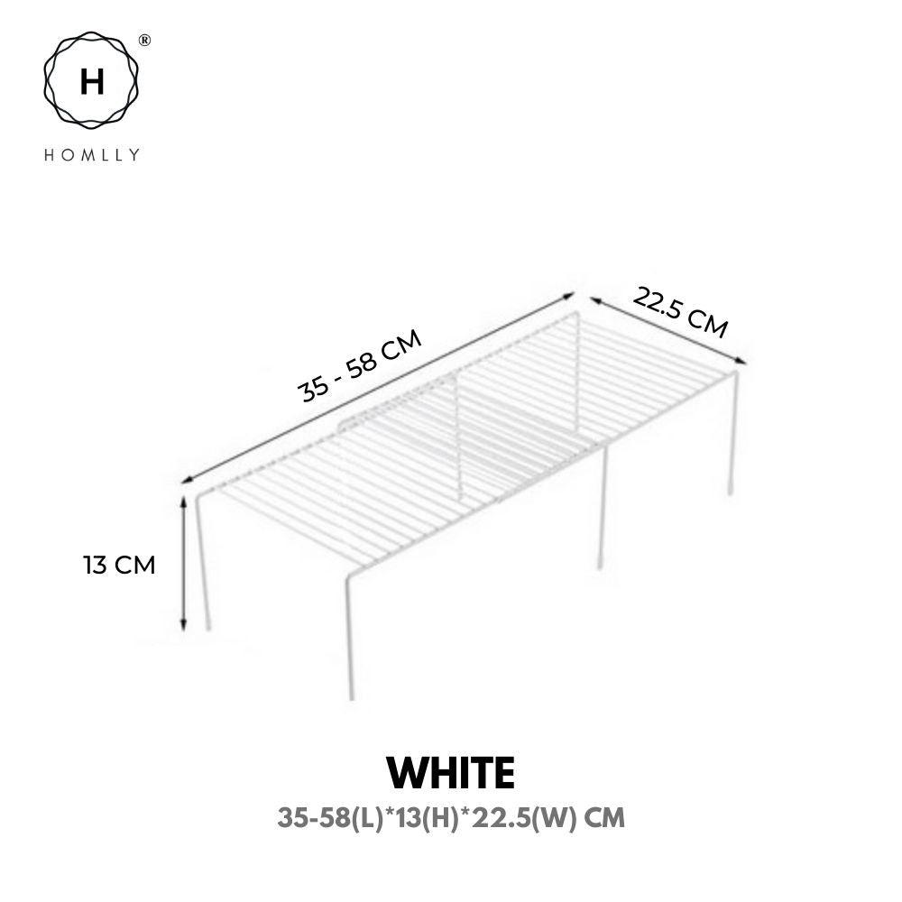 

Homlly Expandable Shelf Organizer Rack for Kitchen Countertop Cabinet bathroom White (58cm)