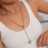 Zircon Cross Pendant Necklace For Women 2024  Imitation Pearl Flower Beaded Choker Necklace Statement Y2K Jewelry Gifts