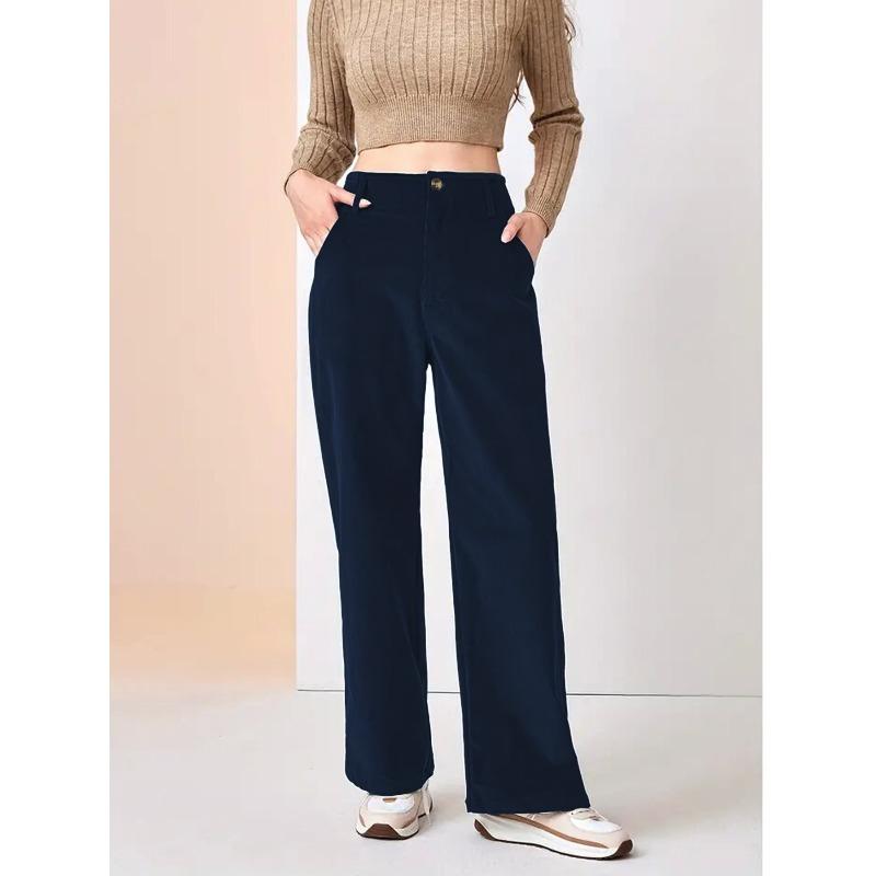 QICED Women's Fashion Casual Solid Color Print Pants & Capris