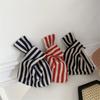 Portable Knot Wrist Bag for Women Chic Stripe Bags Simple Purses Tote Canvas Storage Cosmetic Bag Ladies Phone Key Coin Bag