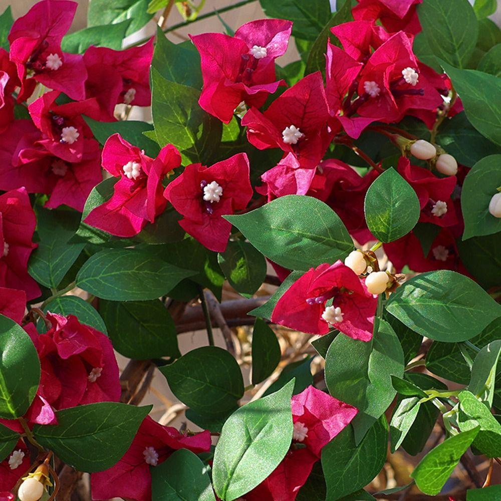 Multicolor Bougainvillea Artificial Flower Vine Green Leaves Hanging Decoration Simulation Flower Vine DIY Photo Props