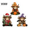 Minimalist Office Desk Decor 3Pcs Highland Cow Figurine, Resin Yak Statues for Thanksgiving Christmas, Creative Decorations Farmhouse Tabletop