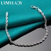 925 Sterling Silver Water Wave Chain 4MM armband modesmycken