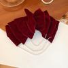 Cloth Velvet Bow Hair Clip Pearl Bowknot Spring Clip Cute   Girls