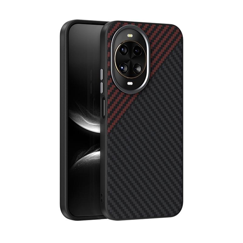 

For Huawei Nova 14 Case Slim Shockproof Magsafe Magnetic Wireless Charger Carbon Fiber Case Cover Metal Lens Anti-slip Grip Pc + tpu&Huawei nova 14