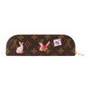 Louis Vuitton Korea Limited Traditional Floral Illustration Gold Metal Accessories Monogram Coated Canvas Clutch Women clutch Brown Light-Pink GI1504