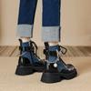 Women Metal Platform Middle Tube  New Dark Punk Increased Lace-up Female Lace Up Girl Motorcycle Boots